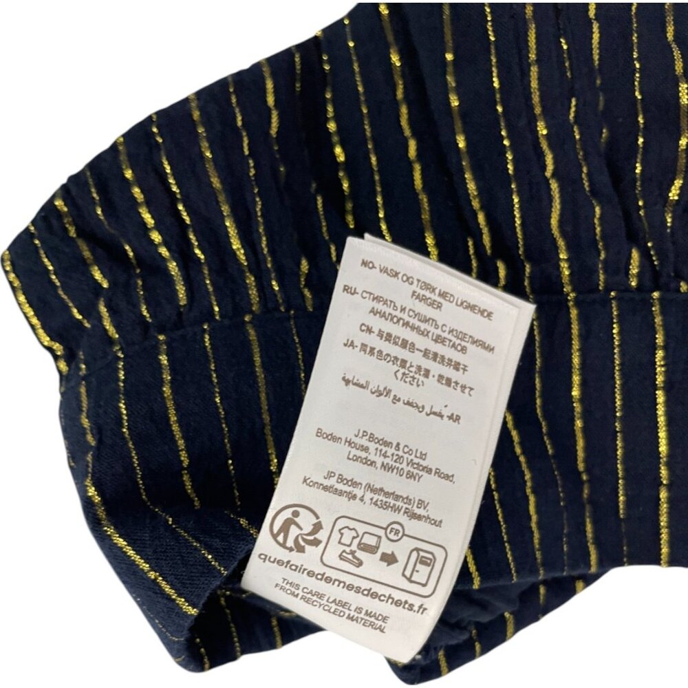 Boden Navy Pinstripe Wide-Leg Trousers - Picture 11 of 14